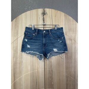 Lucky Brand Mid Rise Cut Off Denim Jean Shorts‎ Distressed Raw Hem Blue Size 2
